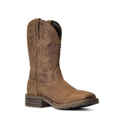 Ariat Hybrid Patriot Waterproof Western Boots, Men's, Distressed Brown Leather, Square Toe, 11