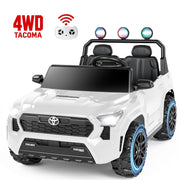 Wisairt 24V 4WD Licensed Toyota Tacoma Ride On Car for Kids, Battery Powered Electric Truck, 2 Seater with Remote Control, LED Lights, Music, White 2025