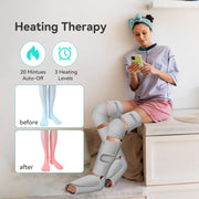 Snailax Leg Massager with Heat, Air Compression Calf and Foot Massager, 3 Massage Modes, 3 Intensity Levels, Adjustable Velcro Straps, PU Leather, 7WM204B-Gry
