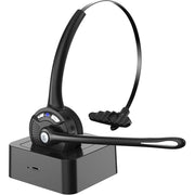 Caymuller Bluetooth 5.1 Wireless On-Ear Headset, Noise Canceling Microphone, Charging Base, Mute Button, Black, DT629