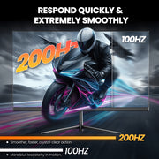 CRUA 24.5 Inch Gaming Monitor, IPS Full HD 1920x1080, 200Hz Refresh Rate, 120% sRGB, FreeSync, HDMI DisplayPort, Built-In Speakers, Wall Mountable, Black