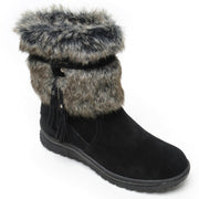 Minnetonka Everett Women's Water-Resistant Suede Winter Boot with Faux Fur, Black, Size 7, 80080