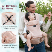 Momcozy Hip Seat Baby Carrier, 2-in-1 Detachable Lumbar Seat, Ergonomic Support, Breathable Pink, Fits Waist up to 46 in, Supports Toddlers up to 43 lb