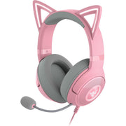 Razer RZ04-04730100-R3U1 Kraken Kitty V2 USB Wired RGB Headset: Chroma Kitty Ears - Stream Reactive Lighting - HyperClear Cardioid Mic - Triforce 40 mm Drivers - 7.1 Surround Sound - Quartz Pink