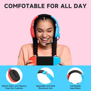 FONHAID Gaming Headset for Switch, Over-Ear Wired Headphones with Noise-Canceling Microphone, 3.5mm Jack, Red and Blue