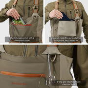 Bassdash Mens Fishing Wader Waterproof Breathable Chest Waders, Stocking Foot, Lightweight, Tan