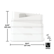 Umbra Glam Large Stackable Makeup Organizer with Removable Dividers, White, 10.5x7.25x9.75 in, 1019198-910