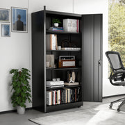 EDX 71 in Metal Storage Cabinet with Pegboard, Locking Doors, Adjustable Shelves, Anti-Tip Wall Mount, Black, EDX-TPG-G01