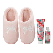 Beauty Gifts 90050 Foot Care Gift 3 Pieces Set for Women with Fluffy Slippers, Foot Lotion, and Foot Soak-Pink