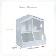 Little Seeds Trellis Storage Cubby Bookcase, Montessori-Inspired House-Shaped Design, Durable Engineered Wood, Deep Blue, 20.6in x 11.25in x 22.75in, TF018DBP