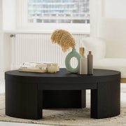 Beautiful WL-BT-013 Mod Round Coffee Table by Drew Barrymore, Black Wood Finish