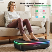 MERACH Vibration Plate Exercise Machine, Full Body Vibration, Bluetooth Speaker, LED Lights, Resistance Bands, 330 lb Capacity