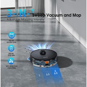 sheliki D60 MAX Robot Vacuum and Mop, 3-in-1 Robotic Vacuums Cleaner with LiDAR Navigation Smart Mapping & Max Strong 6000Pa Suction,