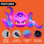 Joyfy Halloween Inflatable Octopus with Tentacles, Built-in LED Lights, 10 ft Long Outdoor Decoration