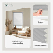 CHICOLOGY Cordless 1 Vinyl Mini Blinds Gloss Gray (Room Darkening) 34W X 84H
