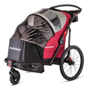 Schwinn Joyrider Deluxe Double Child Bike Trailer, 2-Seat Capacity, 20-Inch Pneumatic Tires, Aluminum Frame, Convertible to 3-Wheeled Stroller, Red, 12-SC523B