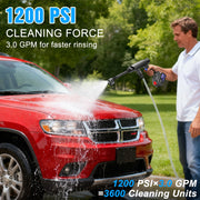 Foukus FK-241104 Cordless Pressure Washer, 1200 PSI, 21V Battery Powered, 6-in-1 Adjustable Nozzle, Foam Sprayer