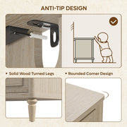 Bestier Farmhouse Nightstand Set of 2 with 3 Drawers, Integrated Charging Station, Distressed Oak Finish, 30-Inch Tabletop, US-B202176H-SN