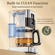 LINKChef Drip Coffee Maker, 12-Cup Programmable, Glass Carafe, 12-Hour Auto Brew Timer, Keep Warm Plate, Black