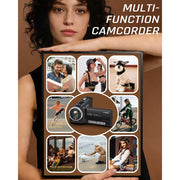 Keculbo Video Camera, 2.7K QHD Camcorder, 56MP Photos, 16X Digital Zoom, 2.8-Inch LCD, Dual Batteries, 32GB Memory Card, Black, VD-110