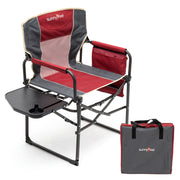 SunnyFeel CCAC3008FRD1 Compact Portable Folding Camping Director Chair with Side Table And Carry Bag (Red)