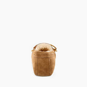 Minnetonka Sheepskin Hardsole Moccasin Slippers for Men, Tan, Size 15W, Leather Upper, Memory Foam Insole