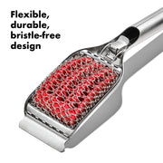 OXO Softworks Coiled Grill Brush with Replaceable Head, Bristle-Free Stainless Steel and Silicone, Red, 20-Inch Handle, 21219300
