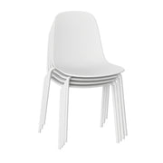 Mainstays Modern Stackable Dining Chairs, Set of 4, White, Metal Legs, Curved Backrest, Supports 250 lbs
