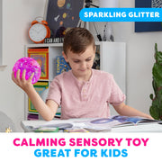 Power Your Fun Arggh Glitter Stress Ball, Medium Pink, 4 in Diameter, Squishy Fidget Sensory Toy for Kids and Adults