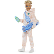 Mattel Barbie Dream Besties Ken 11 Inch Posable Fashion Doll with Blonde Hair, Removable Orange Tie-Dye Outfit, 9 Summer and Skateboard Accessories