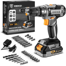 DEKOPRO Pink Cordless Drill 20V Electric Power Drill Set with Brushless Motor, 18+1 Torque Settings, 1.5Ah Battery, Charger, and 33-Piece Accessory Kit