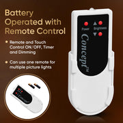 Concept Lighting Matte Black 18in Battery Powered LED Picture Light with Remote, Dimmable, Wireless, Tilting Head, 303L