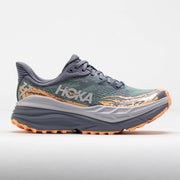 Hoka Stinson ATR 7 Women's Trail Running Shoes, Plush Cushioning EVA Midsole, Grey Skies/Pale Tangerine, Size 8.5, Width B, 1141531-GSP