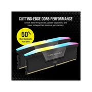 Corsair Vengeance RGB DDR5 64GB (2 x 32GB) 6000MHz CL30 Dual Channel Desktop Memory, Black, 288-Pin, CMH64GX5M2N6000C30
