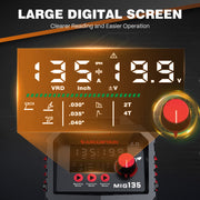 ARCCAPTAIN HELMET004 135A MIG Welder, 110V, 3-in-1 Flux Core/Lift TIG/Stick, IGBT Technology, Large LED Display, Adjustable Settings, Gasless, Red