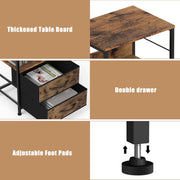 Oumilen NX-R909-3 End Side Table with 2 Drawers and Open Shelf Wood, Brown, Set of 2