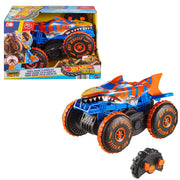 Hot Wheels JFR39 Monster Trucks Tiger Shark Climber RC Vehicle, Battery-Powered Remote Control, Multi-Terrain Grip Action Tires, Speeder and Frenzy Modes