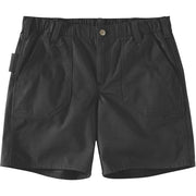 Carhartt Women's Rugged Flex Canvas Work Shorts, Black, Relaxed Fit, Stretch Waistband, Durable Micro Sand Stretch Canvas, 105730-N04-8