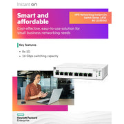 HPE Instant On 1830 8-Port Gigabit Smart Managed Network Switch, Fanless, Black, RJ45, PoE Support, JL810A#ABA