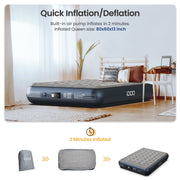 iDOO I-C-018 Queen Size Air Mattress, Inflatable Airbed with Built-in Pump, 650lb MAX, Gray