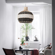 Arturesthome Wicker Chandelier 1-Lights Woven Hanging Lamp 11.81