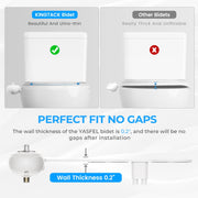 KINGTACK Toilet Bidet Attachment, Dual Nozzle, Non-Electric Bidet Attachment for Toilet Seat, Adjustable Water Pressure, Rear and Feminine Wash (White)
