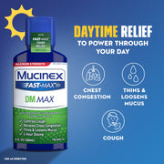 Mucinex DM Max Strength Multi-Symptom Cold and Flu Medicine, Day and Night Liquid, Berry Flavor, 2 Pack 6 fl oz