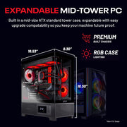 Skytech Gaming Azure 3 Plus Desktop PC, AMD Ryzen 7 9800X3D, AMD Radeon RX 9070 XT 16GB, 32GB DDR5 RAM, 1TB Gen4 NVMe SSD, 360mm ARGB Liquid Cooling, Black Tempered Glass