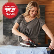 Sunbeam LED Iron, Ceramic Soleplate, 1700W, 6 LED Lights, Anti-Calcium System, 3-Way Auto Shut-Off, Burgundy