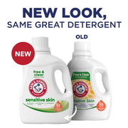 Arm & Hammer Sensitive Skin Liquid Laundry Detergent, Hypoallergenic, Free & Clear, Baking Soda Enhanced, 105 fl oz, 105 Loads