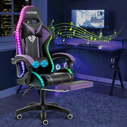 Hoffree HOGC-GP103 Gaming Chair with Bluetooth Speakers, Purple + Black