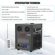 Wondnuga WD-16047US 2PCS 700W Cold Spark Machine DMX512 Firework Machine 3-16ft Adjustable for Party DJ Disco, Black