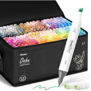 Ohuhu Alcohol Markers Set, 320 Vibrant Colors, Dual Chisel and Fine Tips, Colorless Blender, Color-Coded Caps, Carrying Case