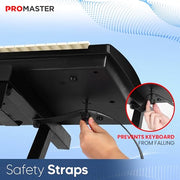 Promaster Adjustable Z-Style Piano Keyboard Stand, Height Adjustable 20-34in, Foam-Padded Arms, Black, PRMSKEY44